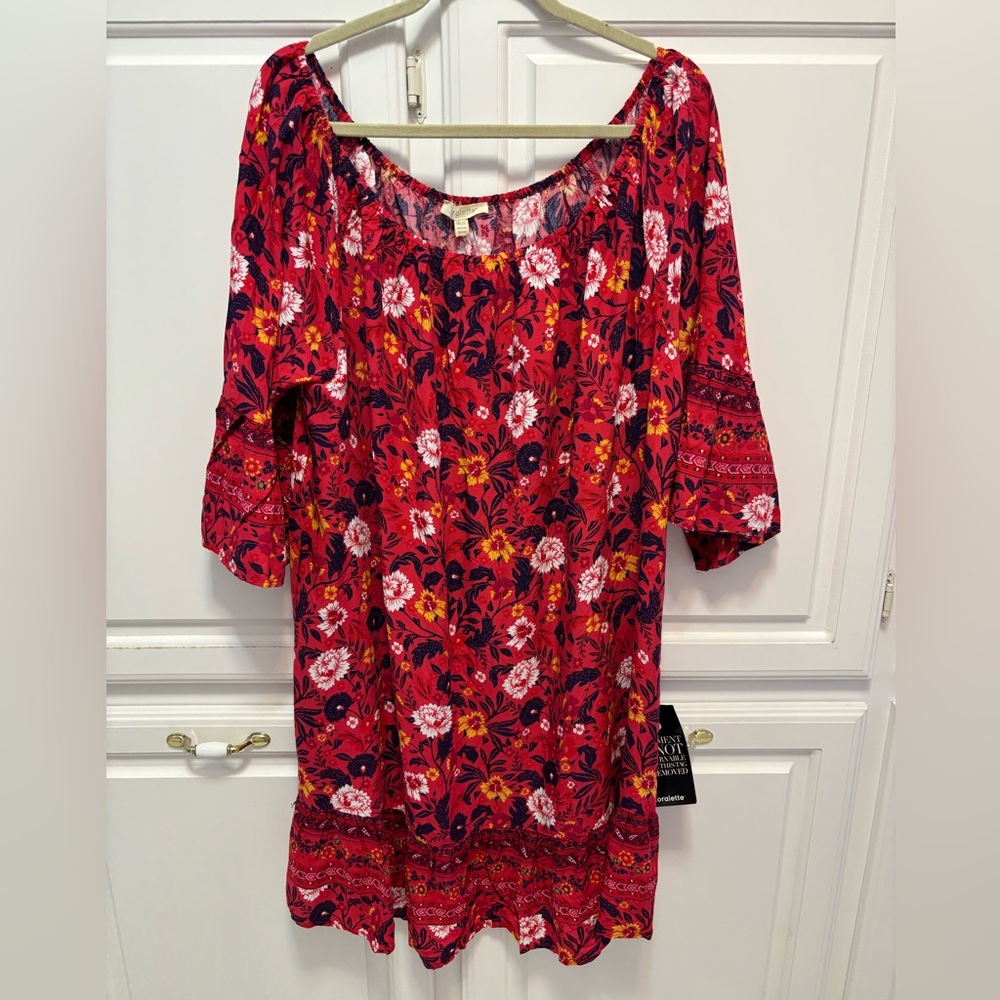 Loalette Off Shoulder 3/4 Sleeve Flower Dress New With Tags Women’s Size 18/20